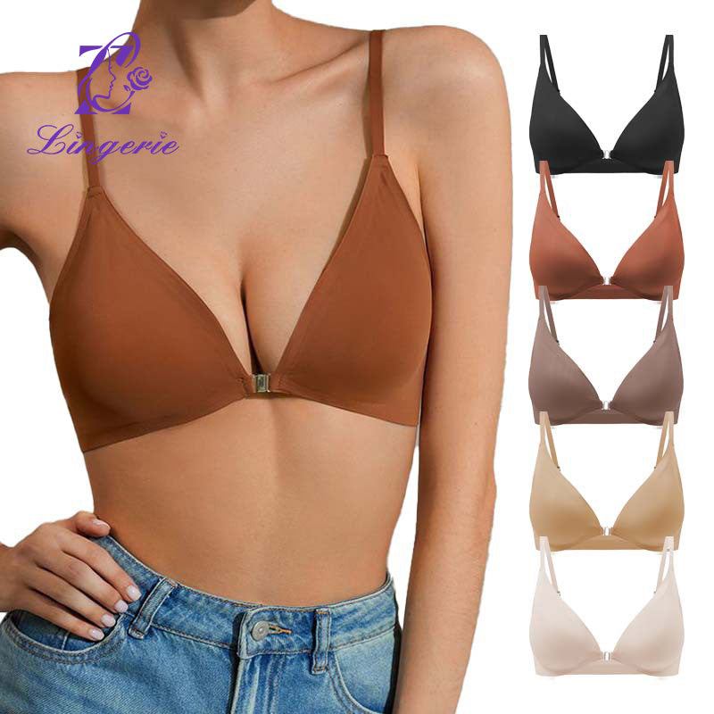 Women's Seamless Sexy Large Size Adjustable Front Buckle Beautiful Back Bra