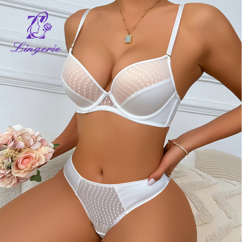 Sexy lingerie summer color collision small breasts show large gathered underwear collect vice breasts anti-sagging top support bra set