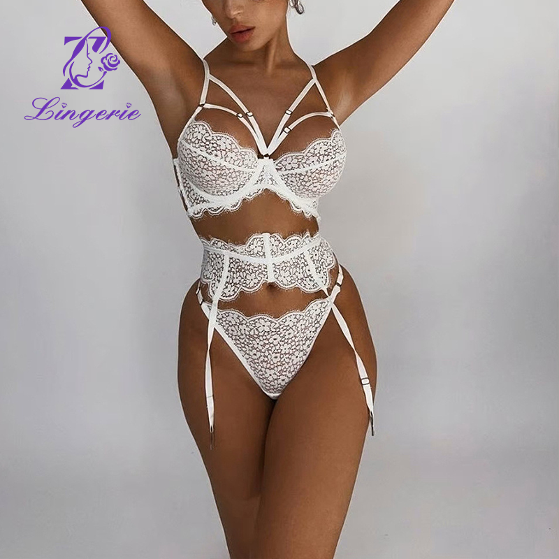 Lace Garter Belt Sexy Lingerie 4 Piece Set