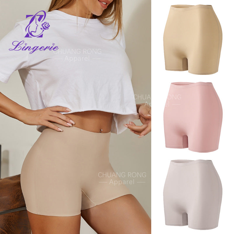 Women's seamless mid-waist anti-exposure ice silk boxer briefs underwear manufacturer