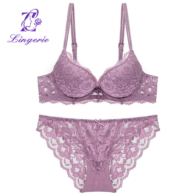 Seamless Bralettes Lingerie Sexy Sets Comfortable no show V Neck Bras Panty Thongs Sets Push Up Bra and Panty Sets for Women