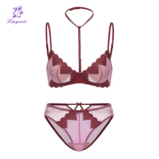 Halter neck heart Bra set