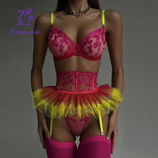 Heavy duty embroidered patchwork bondage lingerie erotic lingerie set