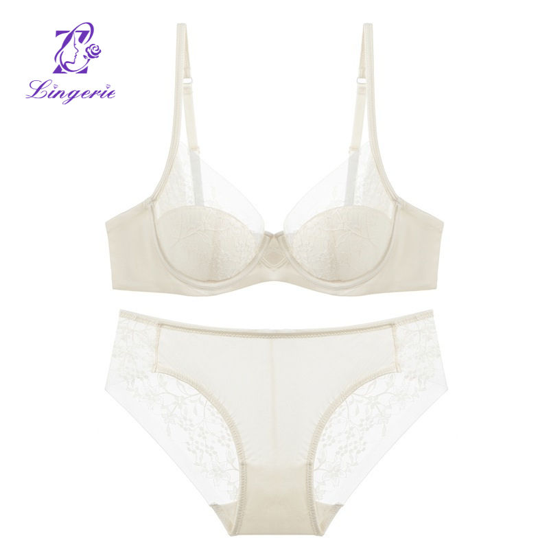 Lingerie sexy thin section pure desire embroidery lace underwear soft steel ring this year red bra set