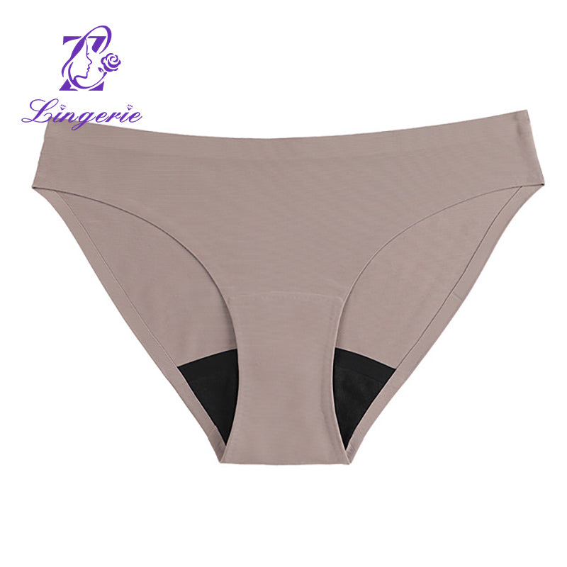 Women's large size physiological mid-waist four-layer menstrual safety and hygiene seamless pure cotton panty