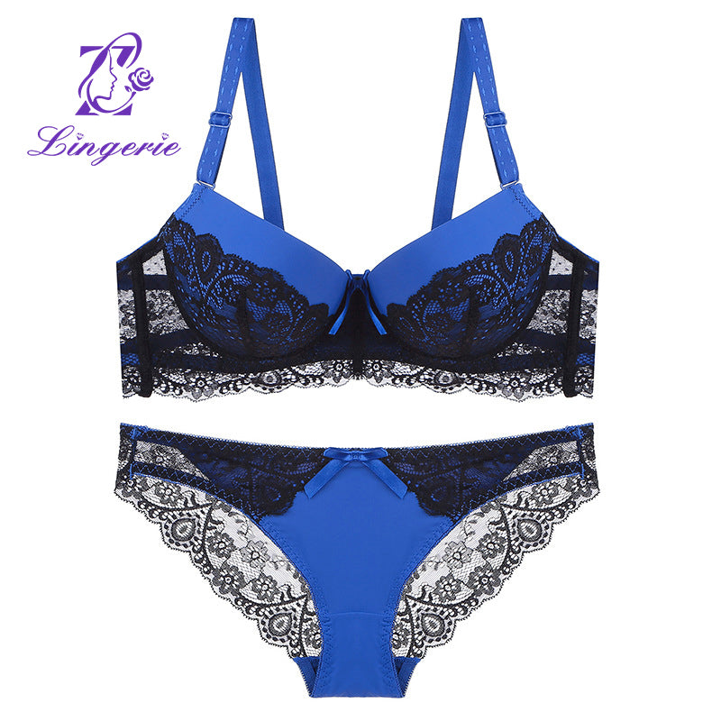 Factory Self-sale Lace Bra Set Hollow Gathered B Color Matching