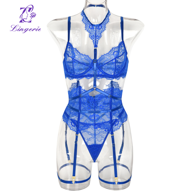 Lace Eyelash Lace Patchwork Includes Hanging Neck Ankle Loop 3 Piece Set