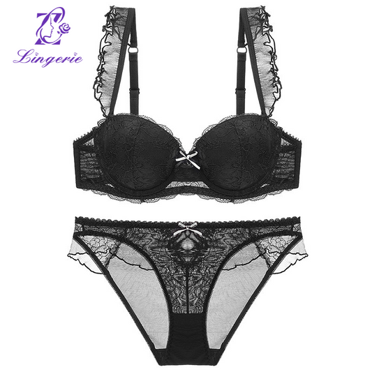 Sexy underwear French lovely ruffles can be inserted piece lace bra small breasts show large gathered bra set