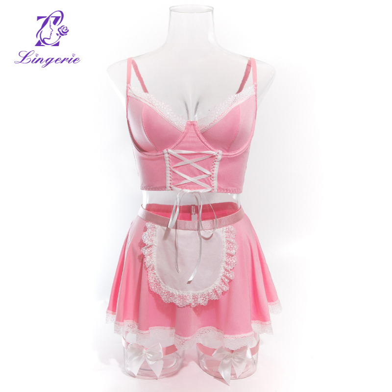 Sexy underwear sexy strap pure desire temptation passion maid costume naughty maid role play uniform set supplier