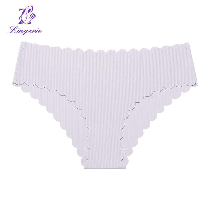 Ice silk seamless underwear Women's non-hip hip low waist wavy edge pure cotton crotch breathable briefs