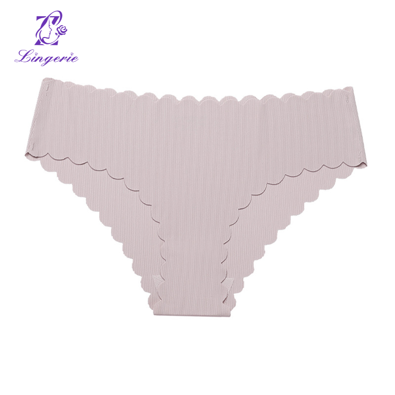 Ice silk seamless underwear Women's non-hip hip low waist wavy edge pure cotton crotch breathable briefs