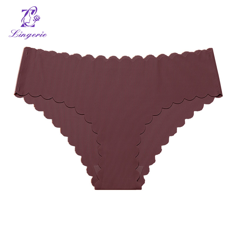 Ice silk seamless underwear Women's non-hip hip low waist wavy edge pure cotton crotch breathable briefs