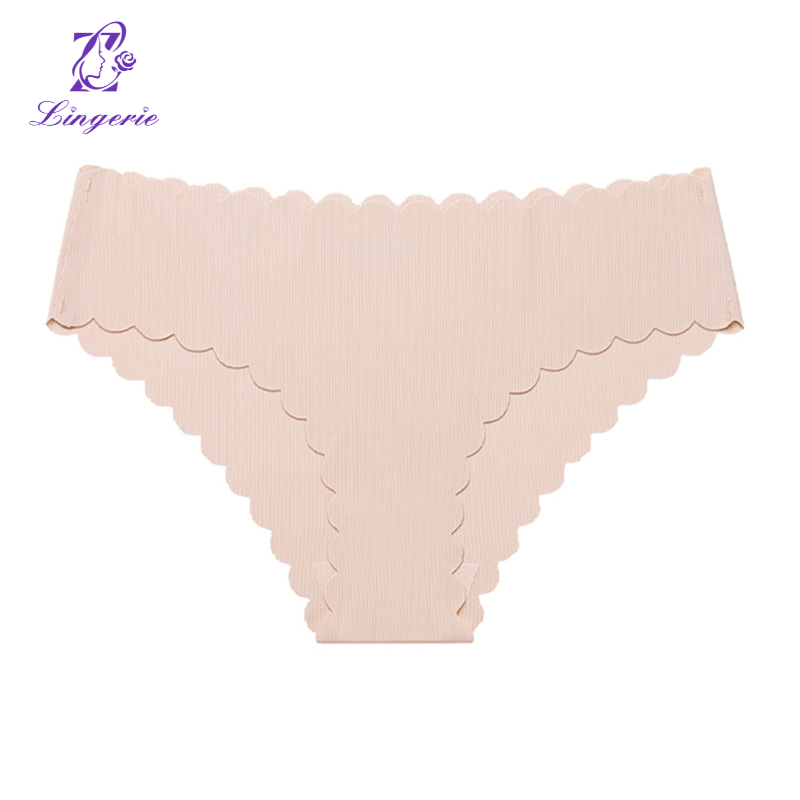 Ice silk seamless underwear Women's non-hip hip low waist wavy edge pure cotton crotch breathable briefs