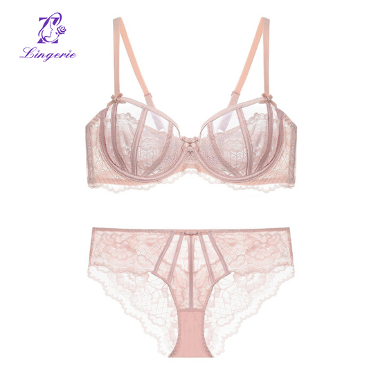 Sexy ultra-thin large breasts show small plus size bra adjustable anti-sagging top support bra set