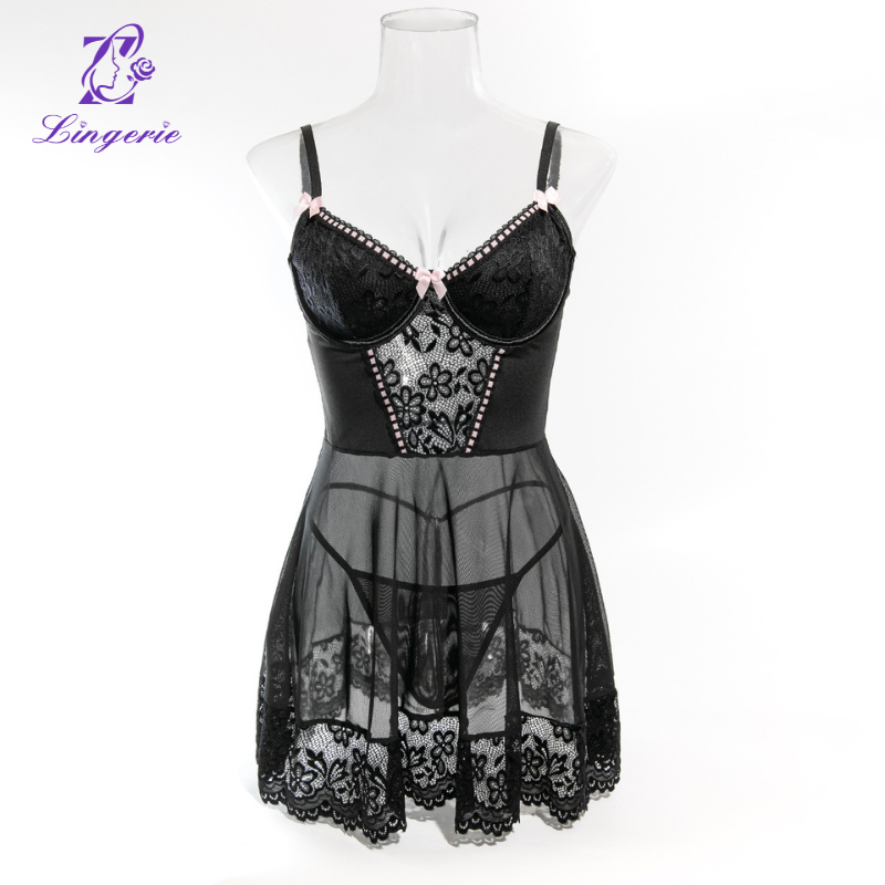 Sexy underwear nightdress lace patchwork lace Shapewear sexy underwear three sets