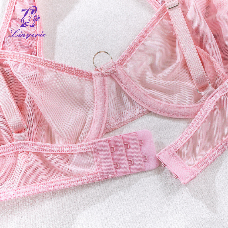 Pink leopard print metal chain erotic lingerie set supplier for women