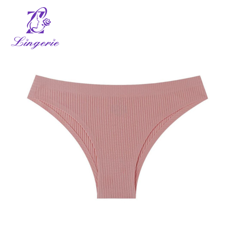 One Piece Fitted Threaded Panties Low Waist Cotton No Trace Comfortable Simple Solid Color Women's Triangle Pants