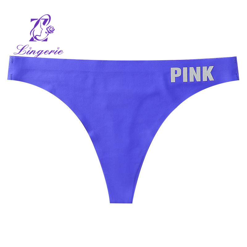 Women's yoga thong pants fitness Europe and the United States explosion models ice silk PINK non-marking panties female non-marking thong panties