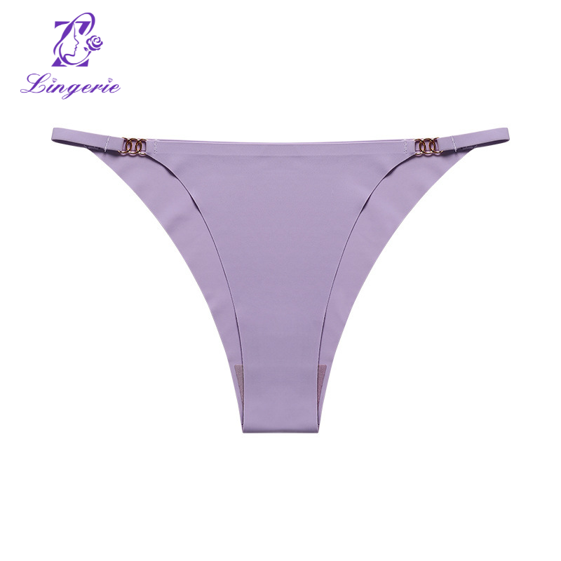 Three ring buckle low-waisted panties Ms. ice silk thin belt sexy without trace sports pants cotton crotch breathable female