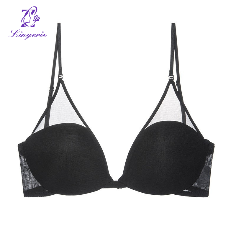 Sexy U-mesh breathable back lingerie Triangle cup no underwire push-up bra cover