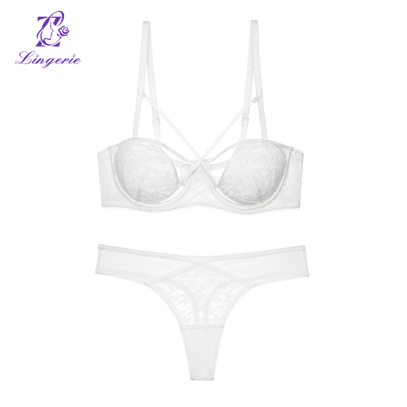 Pure lace design bubble cloth breathable small chest display large push-up underwear set