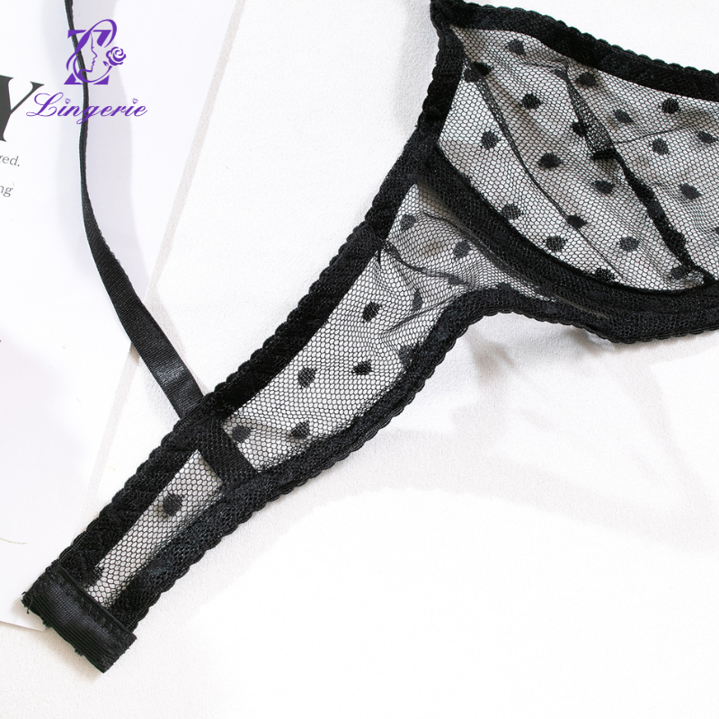 Sexy wave half cup thong sexy underwear set perspective ultra thin supplier