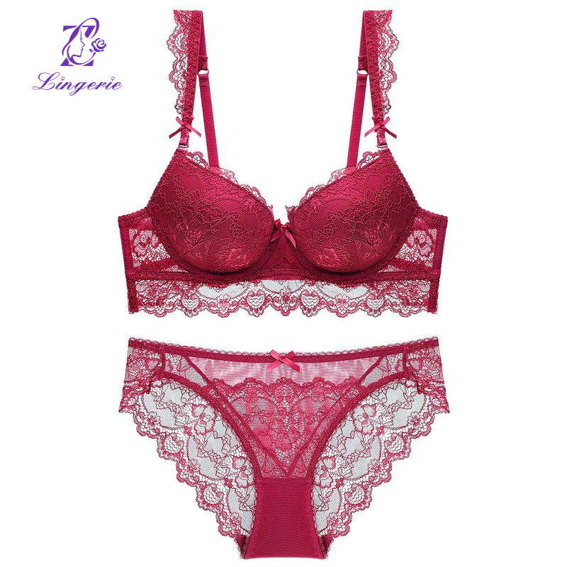 Sexy gathered underwear adjusted to collect vice breasts upturned bra natal year red lace underwear set