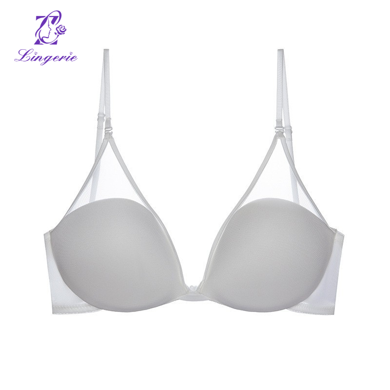 Sexy U-mesh breathable back lingerie Triangle cup no underwire push-up bra cover