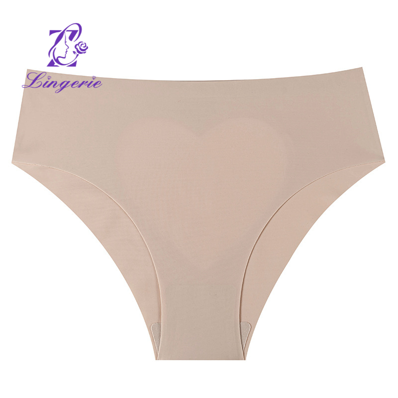 Women's sensual design big love panties ice silk a piece of mid-waist non-marking triangle pants