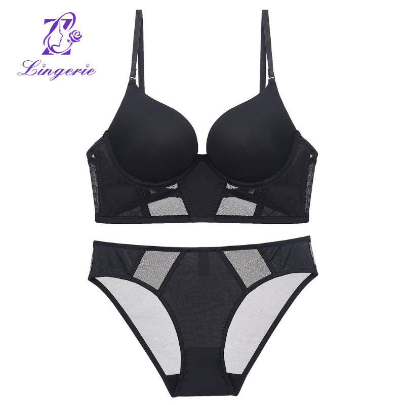 U-type invisible seamless back underwear small breasts show large gathered bra set