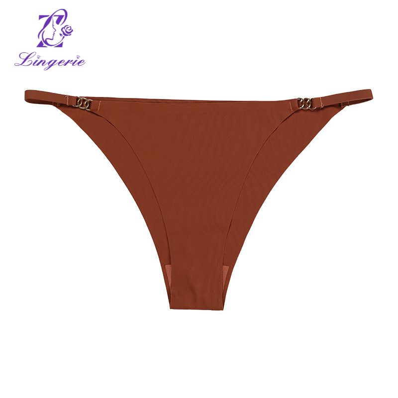 Three ring buckle low-waisted panties Ms. ice silk thin belt sexy without trace sports pants cotton crotch breathable female