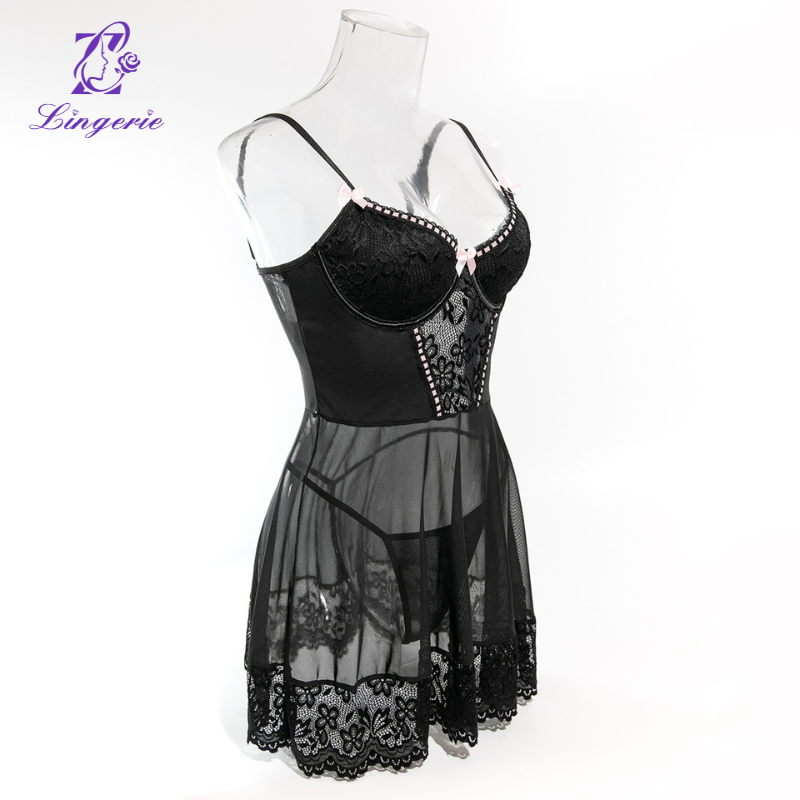 Sexy underwear nightdress lace patchwork lace Shapewear sexy underwear three sets