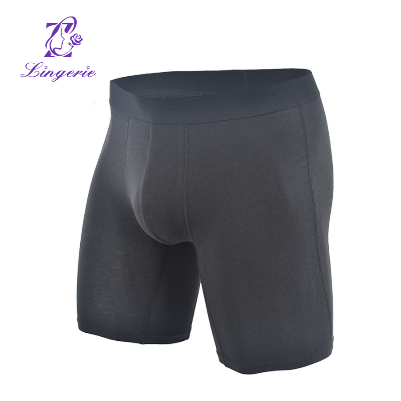 Men's Breathable Cotton Pocket Briefs Extra Long Solid Color Men's Boxer Briefs