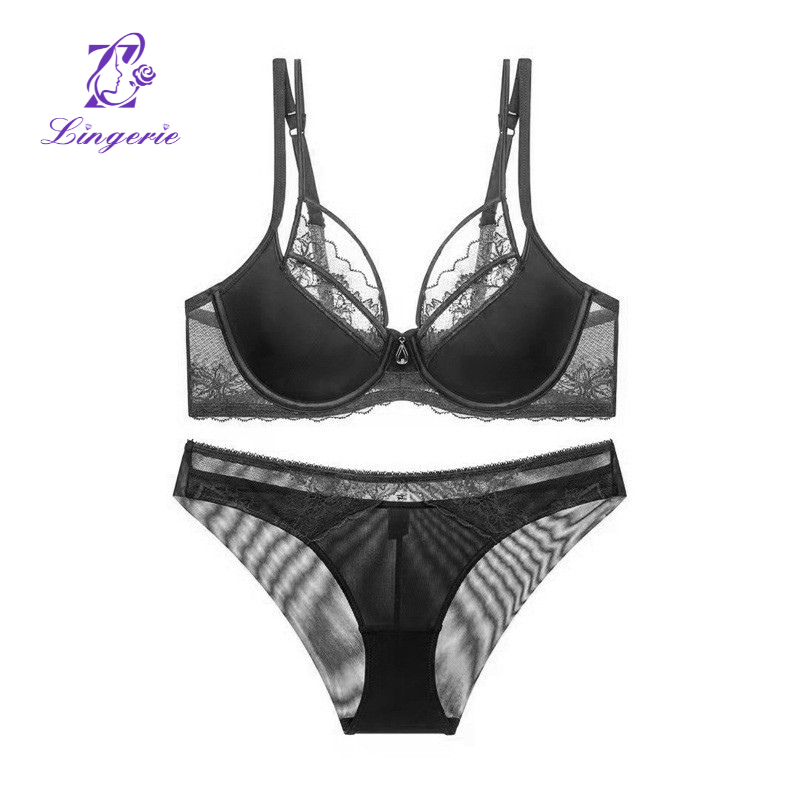 Sexy underwear summer thin section hollow straps beauty breast lace underwear large breasts show small anti-sagging bra