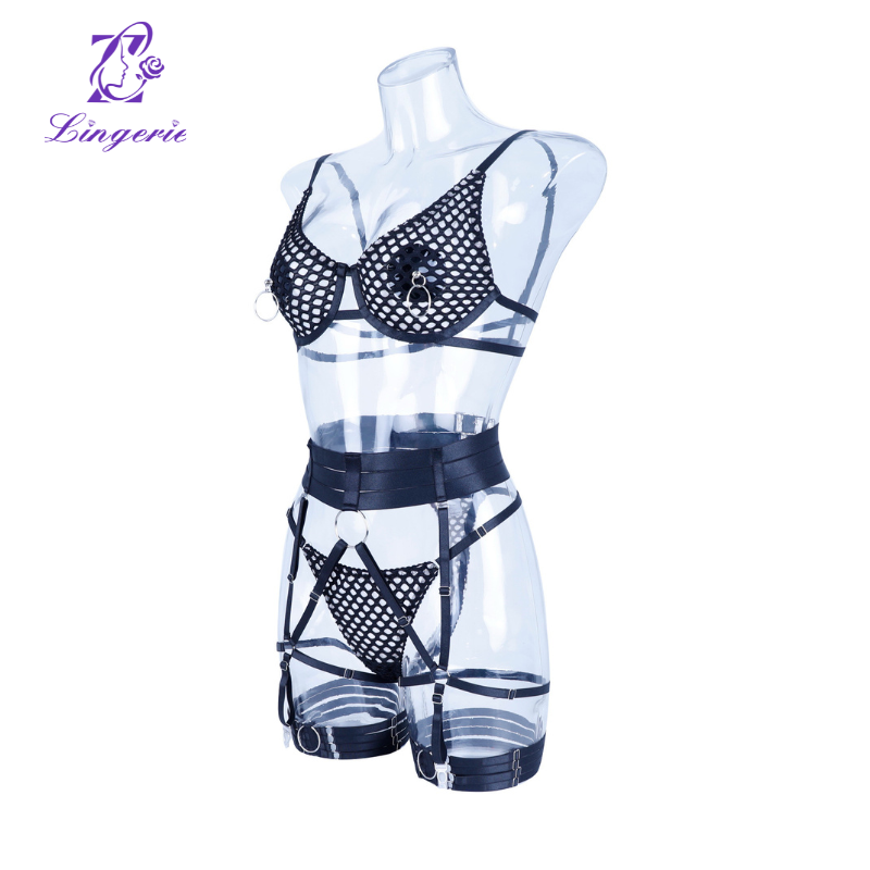 Erotic lingerie splicing sexy bra set strappy sexy fashion