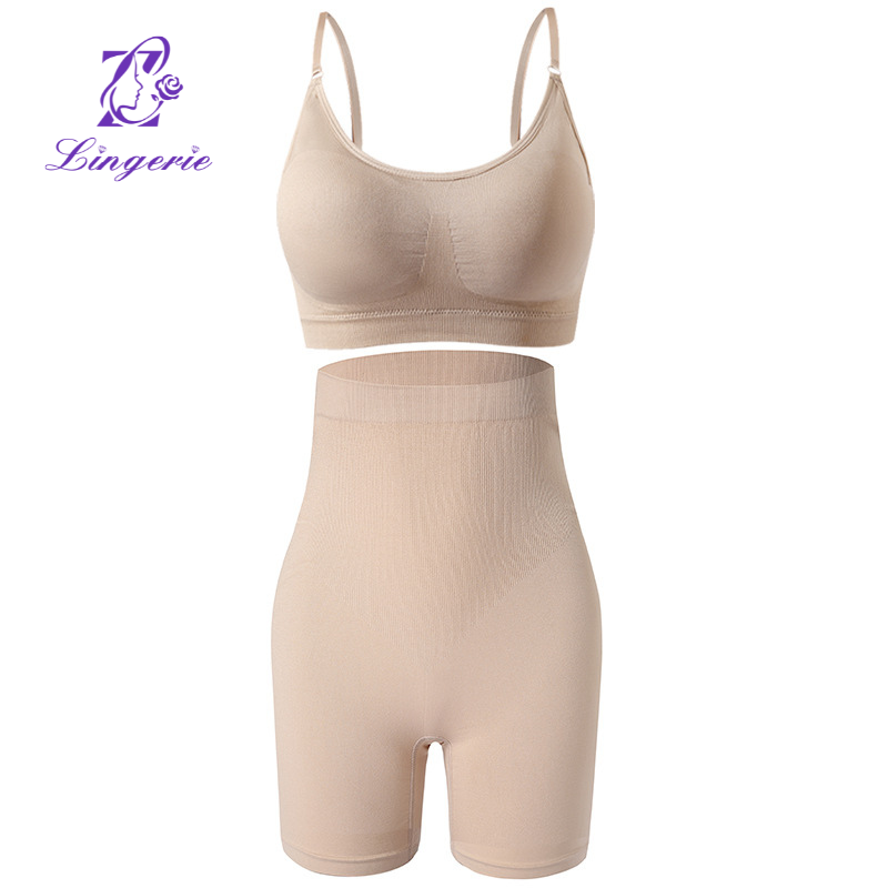 Sports no underwire underwear French Fitness Yoga push-up bra High waist boxers set