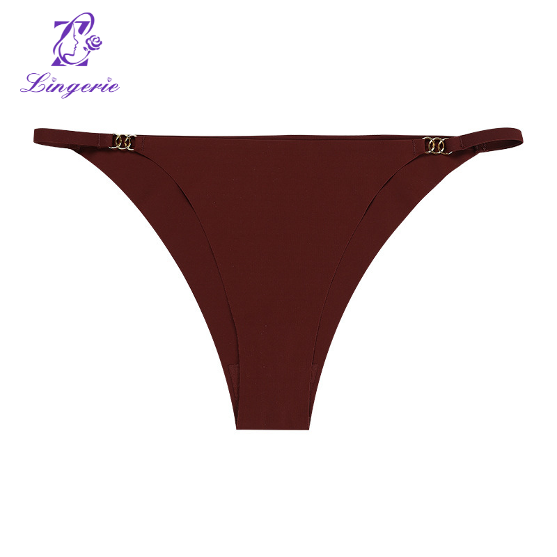 Three ring buckle low-waisted panties Ms. ice silk thin belt sexy without trace sports pants cotton crotch breathable female