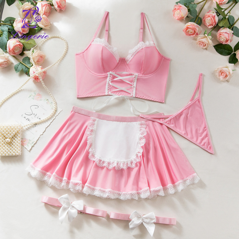 Sexy underwear sexy strap pure desire temptation passion maid costume naughty maid role play uniform set supplier