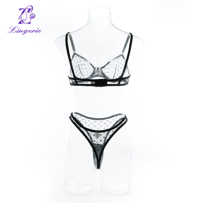 Sexy wave half cup thong sexy underwear set perspective ultra thin supplier