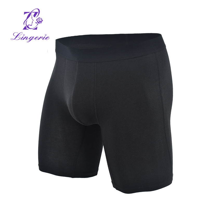 Men's Breathable Cotton Pocket Briefs Extra Long Solid Color Men's Boxer Briefs