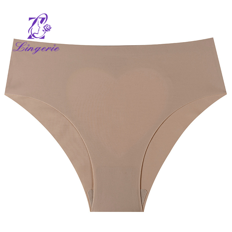Women's sensual design big love panties ice silk a piece of mid-waist non-marking triangle pants