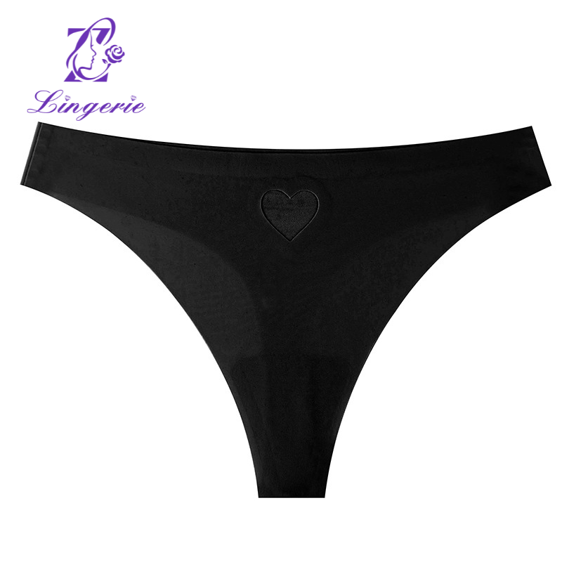 Ice silk non-marking love heart hollowing panties female low waist sports sexy thong female peach heart design one-piece t pants