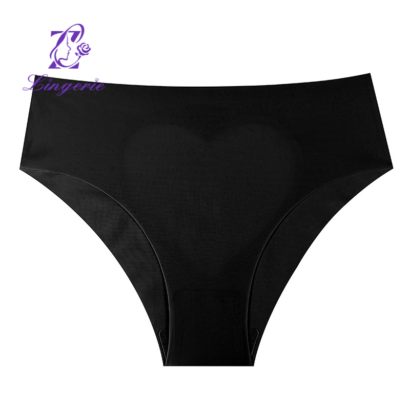 Women's sensual design big love panties ice silk a piece of mid-waist non-marking triangle pants