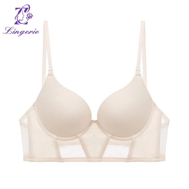 U-type invisible seamless back underwear small breasts show large gathered bra set