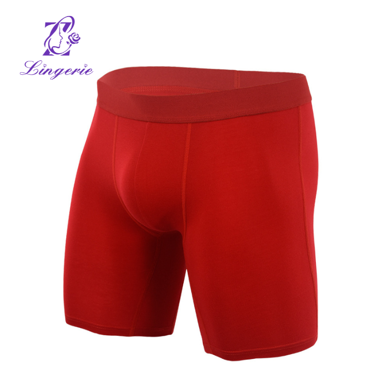 Men's Breathable Cotton Pocket Briefs Extra Long Solid Color Men's Boxer Briefs