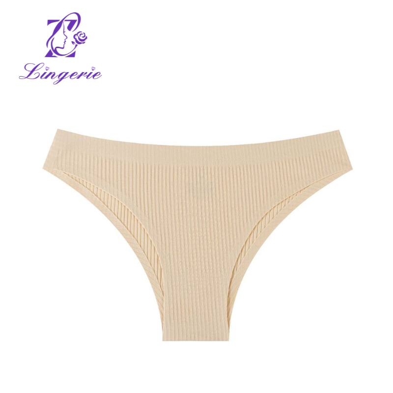 One Piece Fitted Threaded Panties Low Waist Cotton No Trace Comfortable Simple Solid Color Women's Triangle Pants