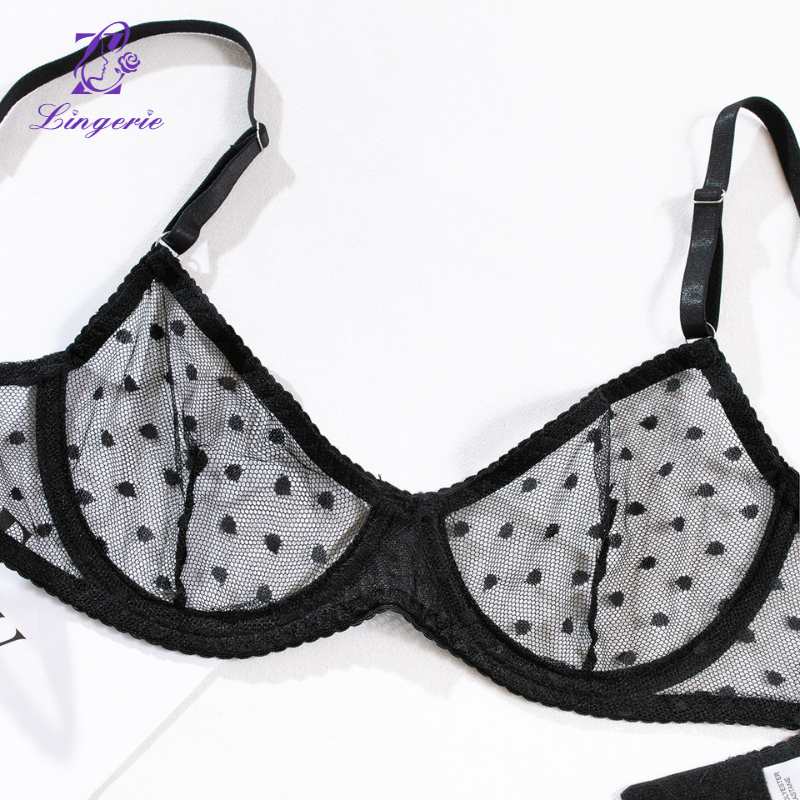 Sexy wave half cup thong sexy underwear set perspective ultra thin supplier