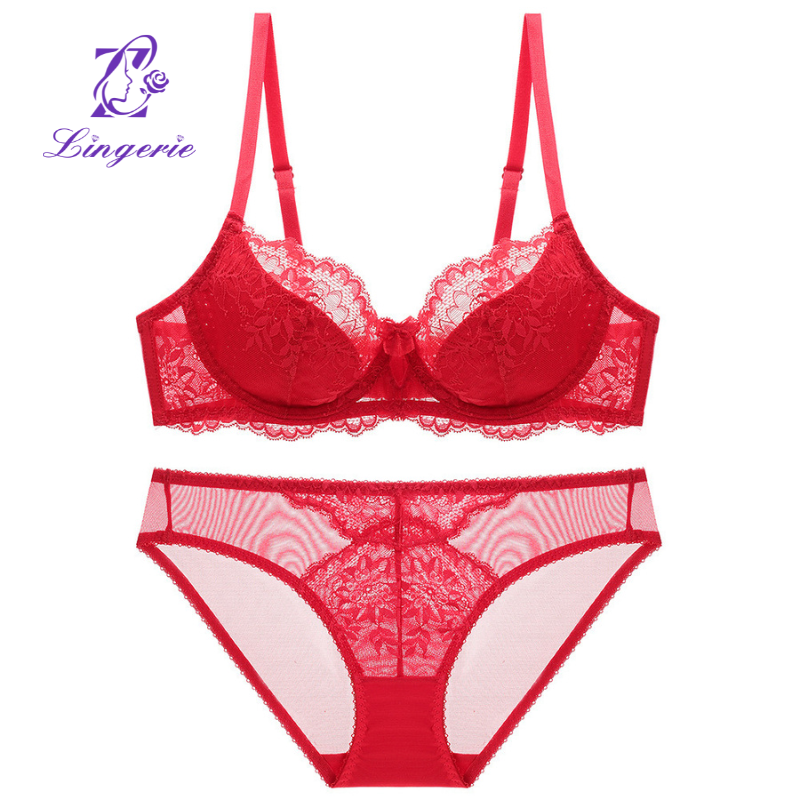 Lace thin section of Europe and the United States sexy Lon poly type bra small ladies underwear bra set