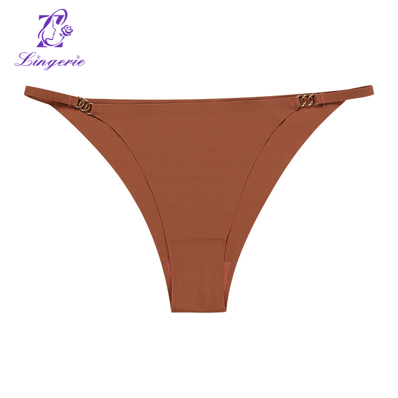 Three ring buckle low-waisted panties Ms. ice silk thin belt sexy without trace sports pants cotton crotch breathable female