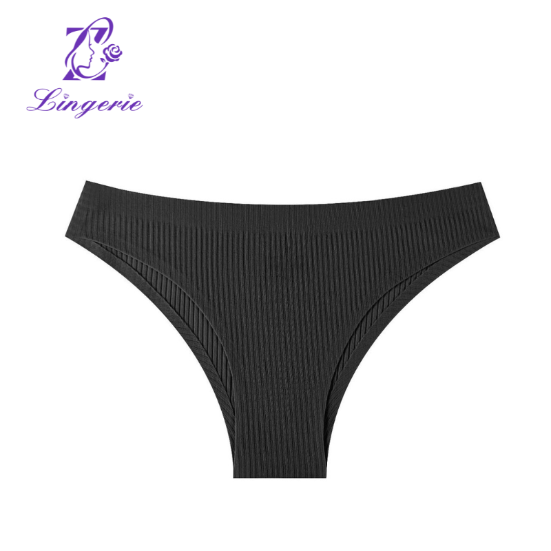 One Piece Fitted Threaded Panties Low Waist Cotton No Trace Comfortable Simple Solid Color Women's Triangle Pants